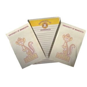 Rare Vintage University of Minnesota Golden Gophers Logo Notepads Set of 3